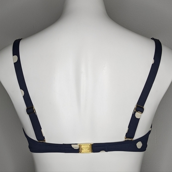 Maryan Mehlhorn navy cream polka dot bikini top 8/D - Picture 5 of 9